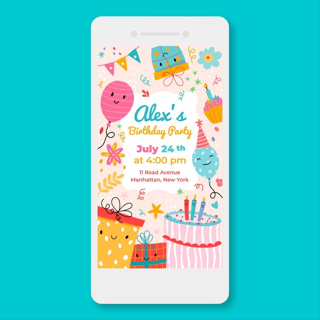 Plantilla de invitación digital de boda dibujada a mano