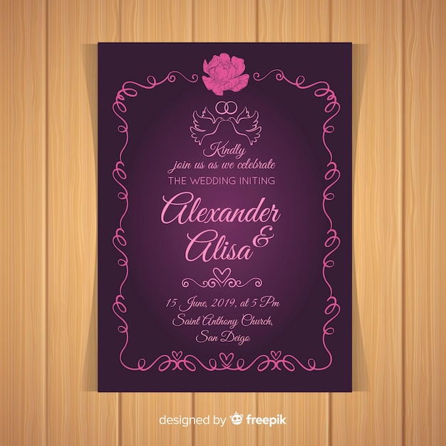 Vector gratuito plantilla de invitación elegante de boda