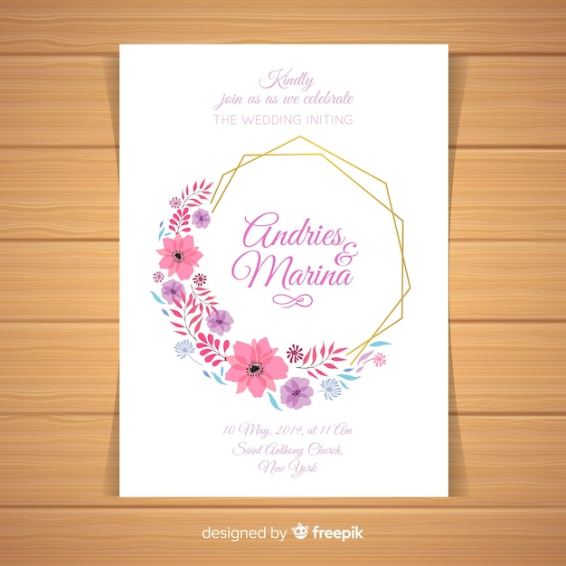 Plantilla de invitación elegante de boda