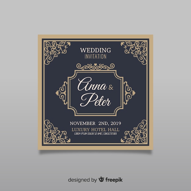 Plantilla de invitación elegante de boda