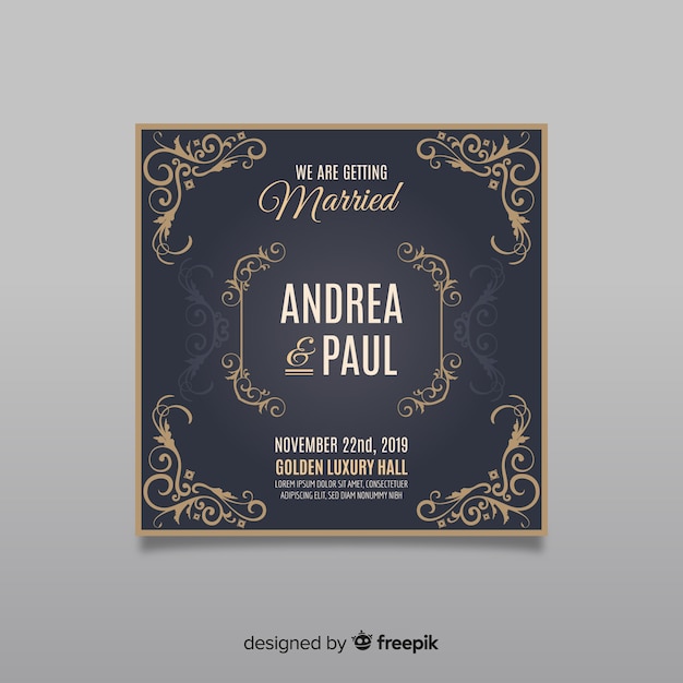 Vector gratuito plantilla de invitación elegante de boda