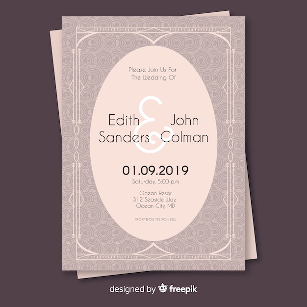 Plantilla de invitación elegante de boda