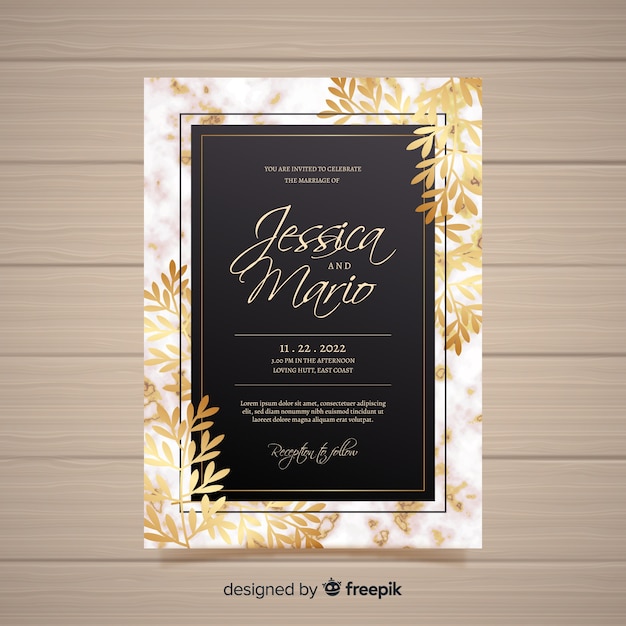 Plantilla de invitación elegante de boda