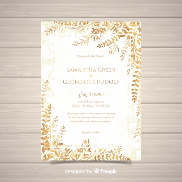 Plantilla de invitación elegante de boda