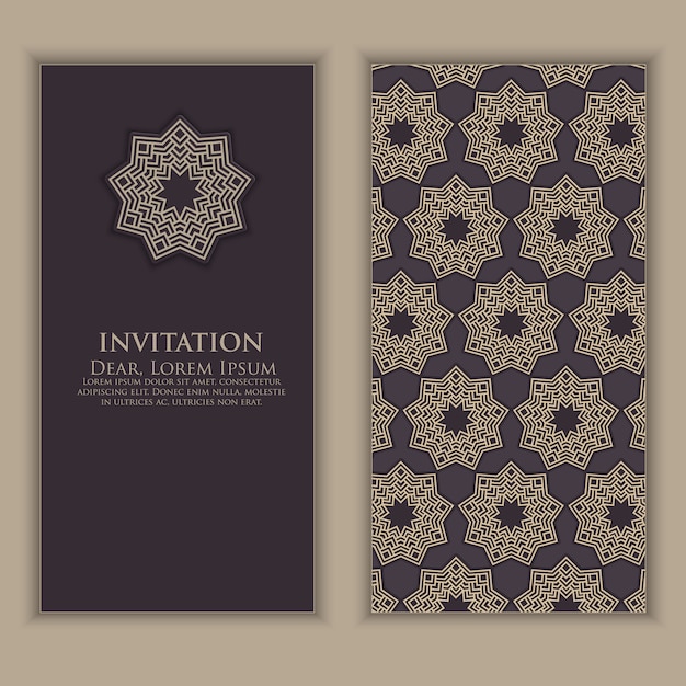 plantilla de invitación con elementos decorativos árabes