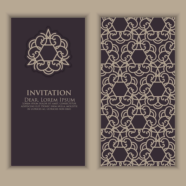 Plantilla de invitación con elementos decorativos árabes