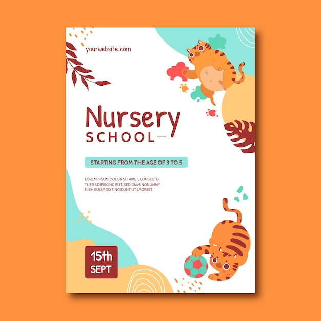 Plantilla de invitación de escuela infantil plana