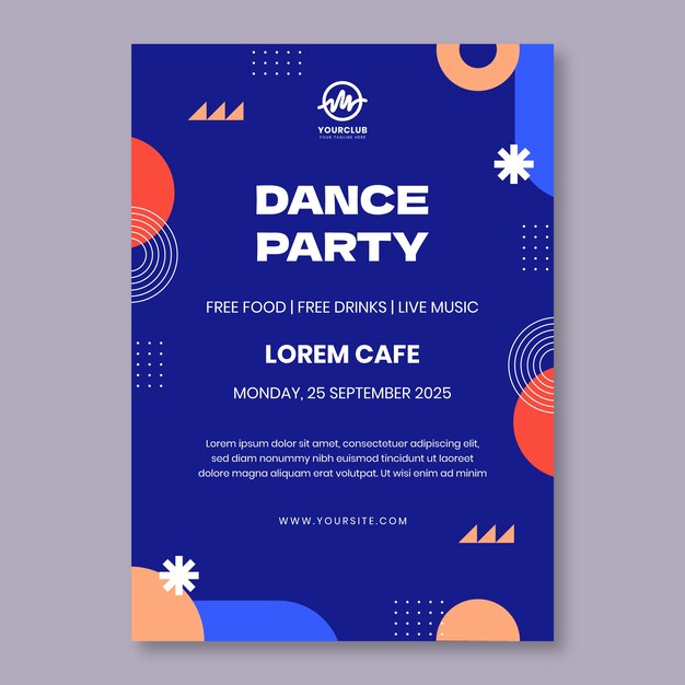 Plantilla de invitación de espectáculo de danza de diseño plano