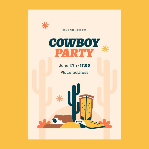 Plantilla de invitación de evento de fiesta de vaqueros