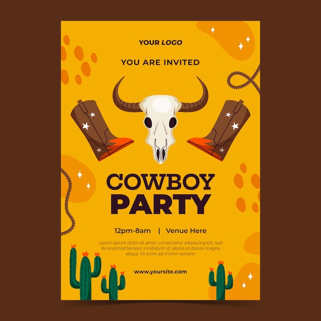 Plantilla de invitación de evento de fiesta de vaqueros
