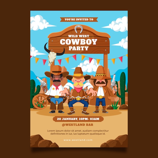 Plantilla de invitación de evento de fiesta de vaqueros