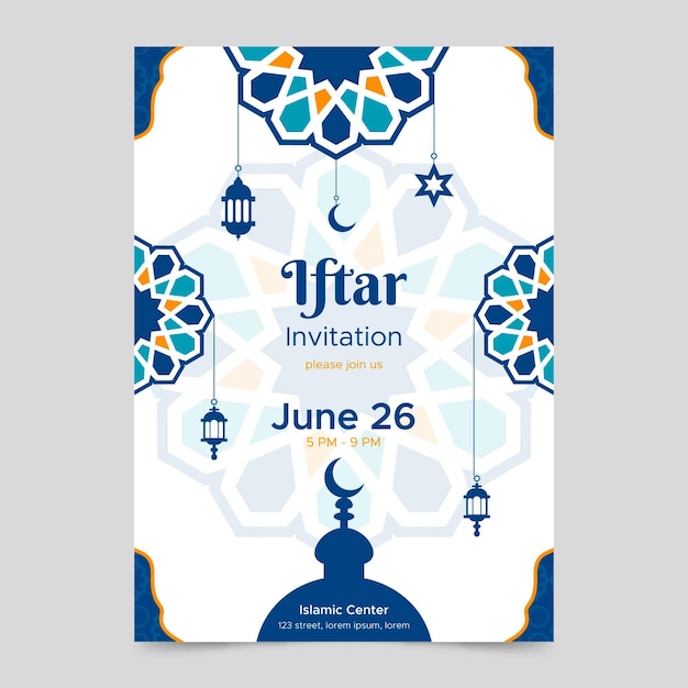 Vector gratuito plantilla de invitación a evento iftar