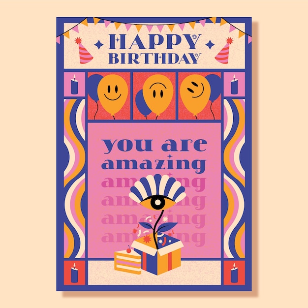 Vector gratuito plantilla de invitación de feliz cumpleaños