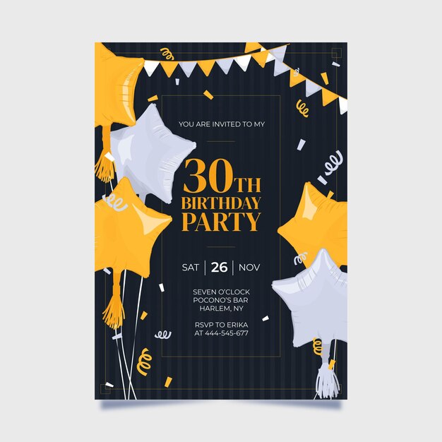 Plantilla de invitación de feliz cumpleaños