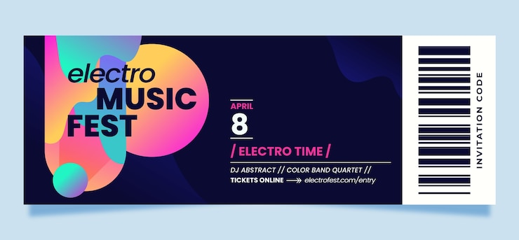 Vector gratuito plantilla de invitación de festival de música degradada