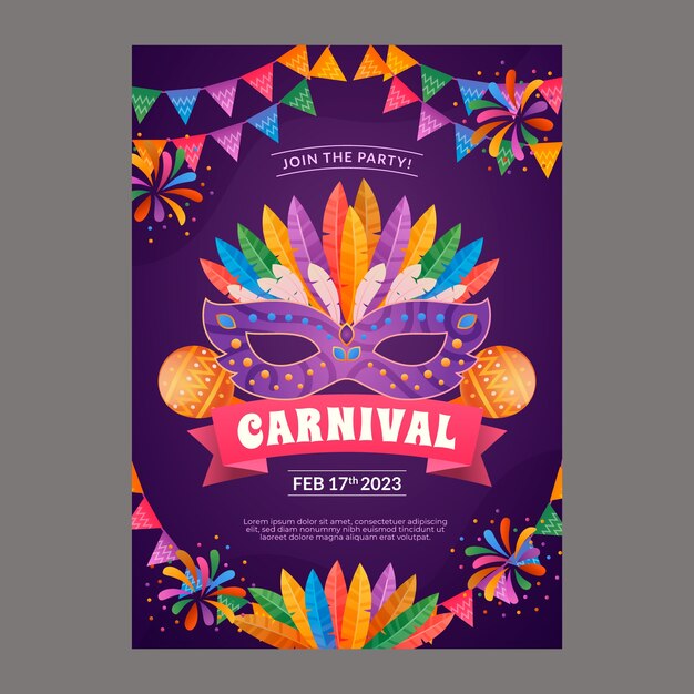 Plantilla de invitación de fiesta de carnaval degradado