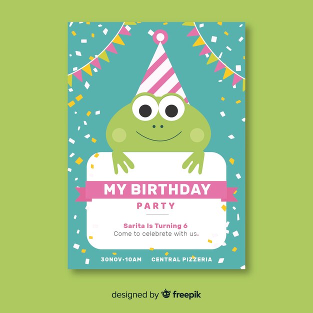 Plantilla de invitación de fiesta de cumpleaños para niños