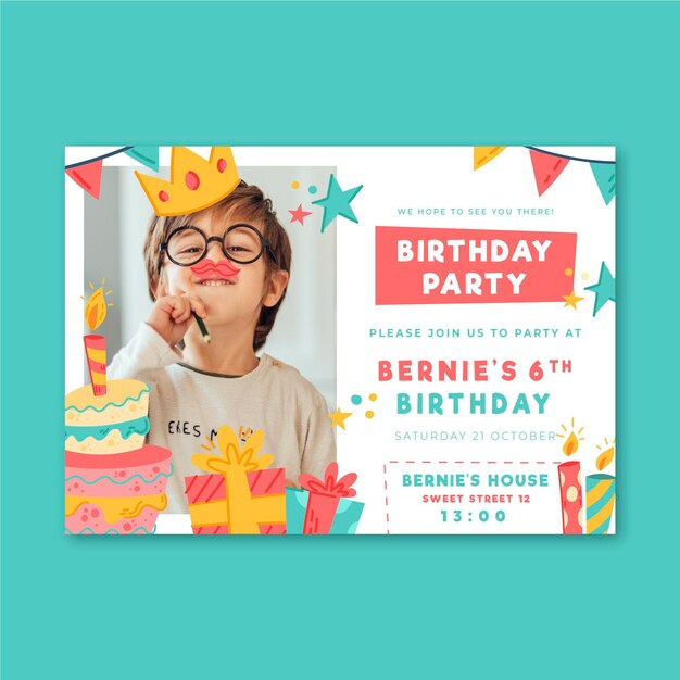 Plantilla de invitación a fiesta de cumpleaños