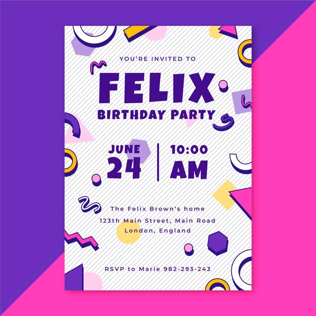 Plantilla de invitación a fiesta de cumpleaños