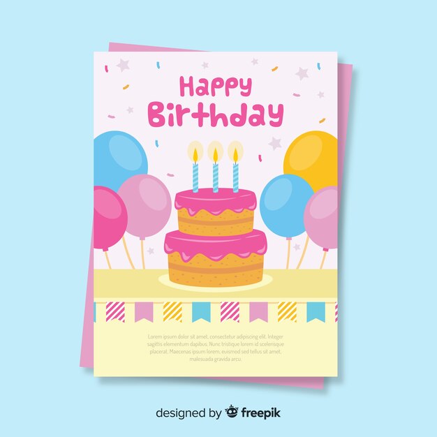 Plantilla de invitación de fiesta de feliz cumpleaños
