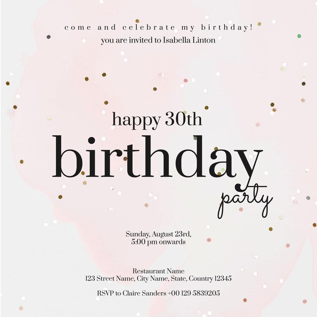 Plantilla de invitación a fiesta en línea celebración de cumpleaños