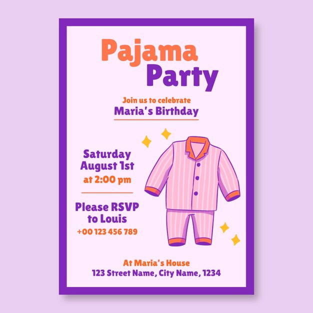 plantilla de invitación para una fiesta de pijama