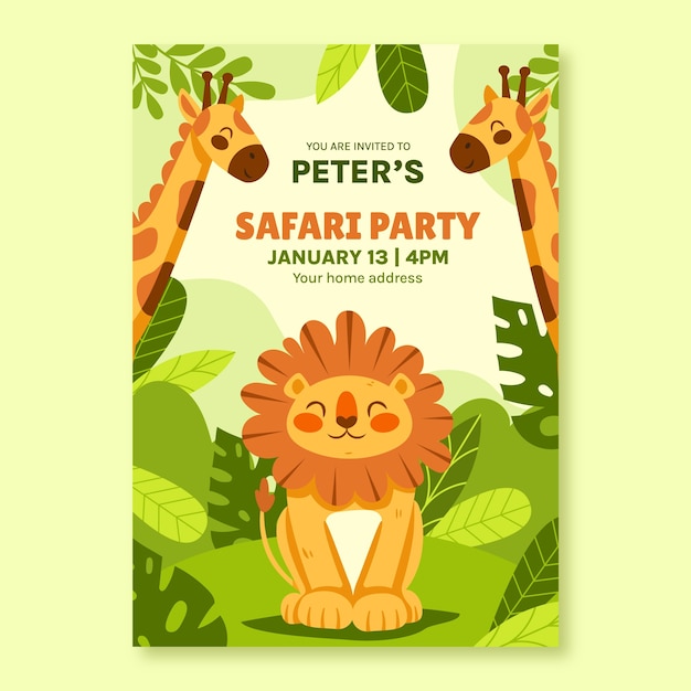 Plantilla de invitación de fiesta de safari