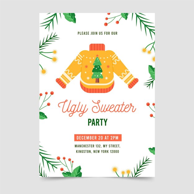 Plantilla de invitación a fiesta de suéter feo