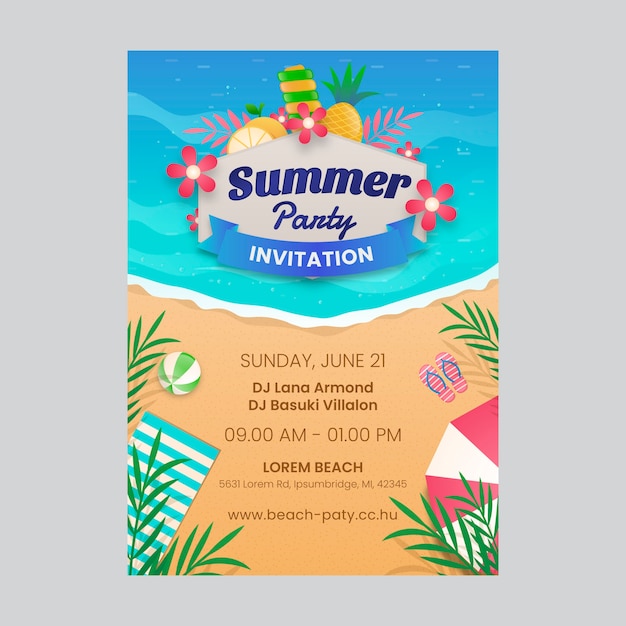 Plantilla de invitación de fiesta de verano degradado