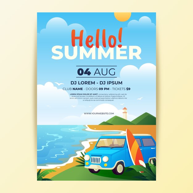 Plantilla de invitación de fiesta de verano degradado