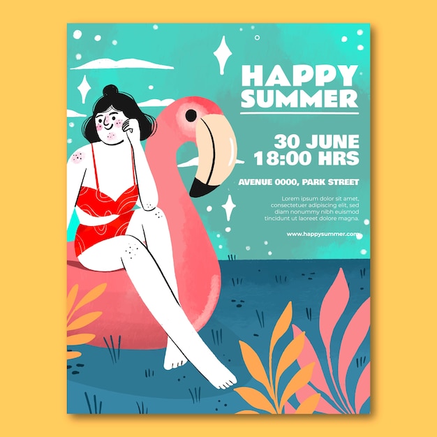 Vector gratuito plantilla de invitación de fiesta de verano dibujada a mano