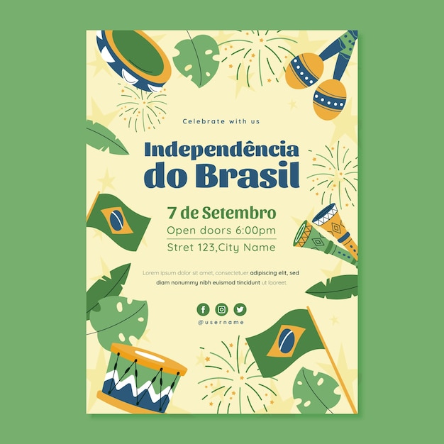 Plantilla de invitación flat sete de setembro