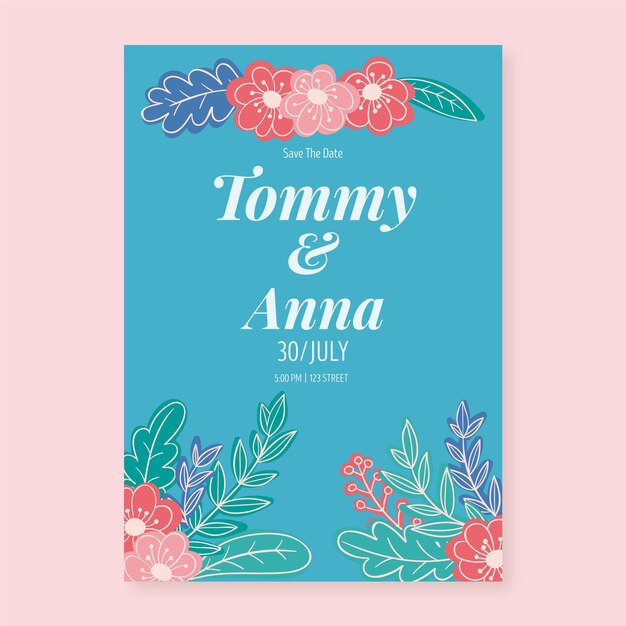 Plantilla de invitación floral para boda