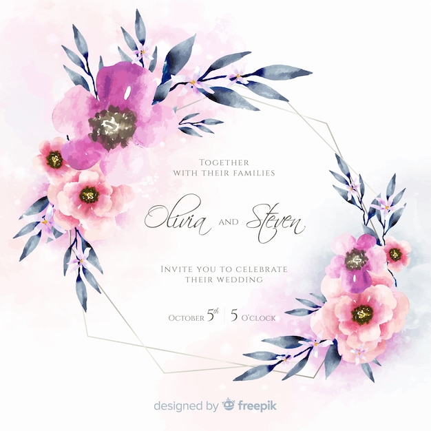 Plantilla de invitación floral de boda