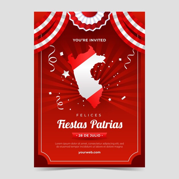 Vector gratuito plantilla de invitación de gradiente fiestas patrias perú