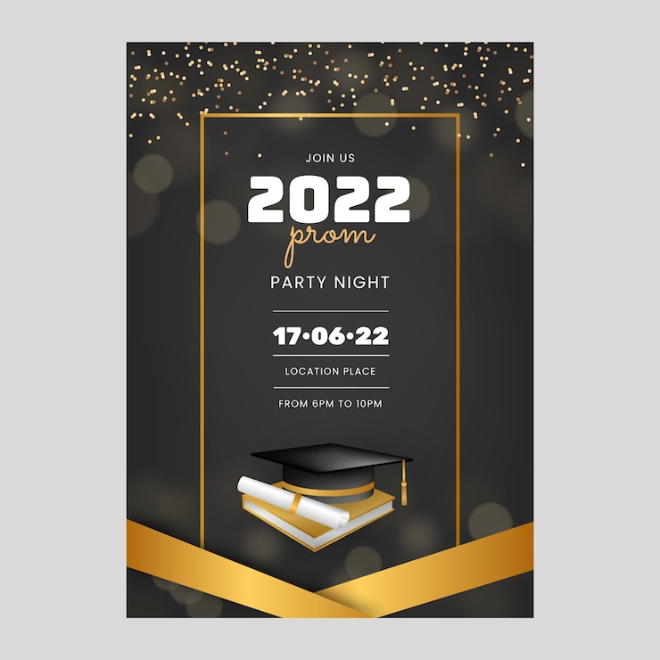 Vector gratuito plantilla de invitación de graduación degradada