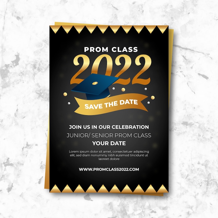 Vector gratuito plantilla de invitación de graduación degradada