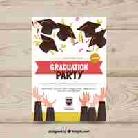 Vector gratuito plantilla de invitación de graduación con diseño plano