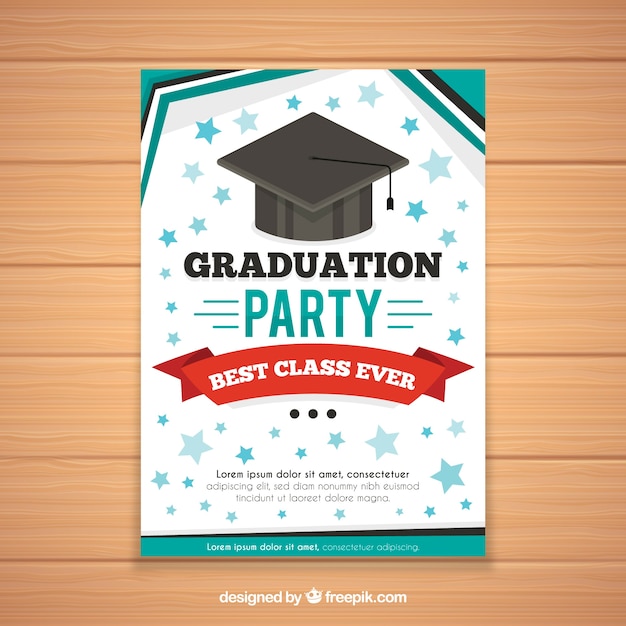 Vector gratuito plantilla de invitación de graduación en estilo plano