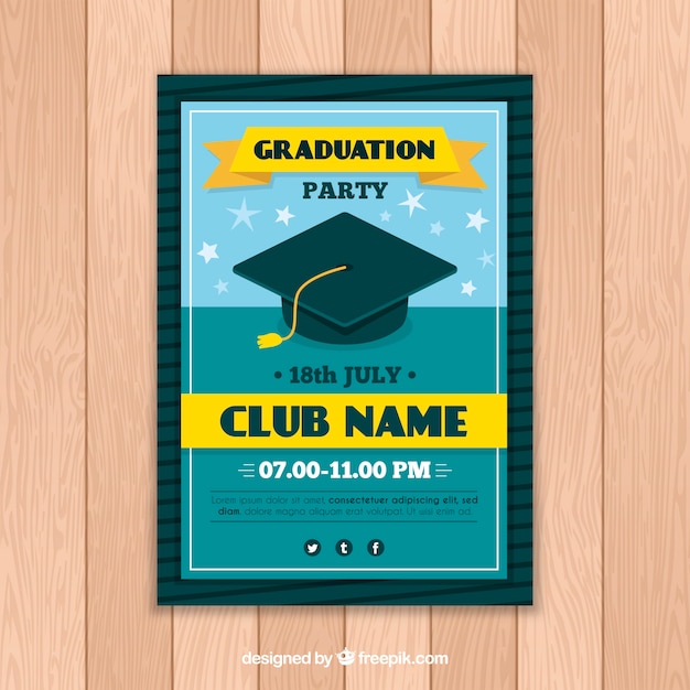 Vector gratuito plantilla de invitación de graduación