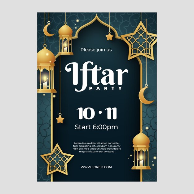 Plantilla de invitación de iftar degradado