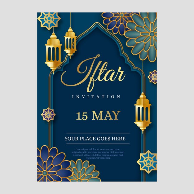 Plantilla de invitación de iftar degradado