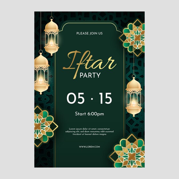 Plantilla de invitación de iftar degradado