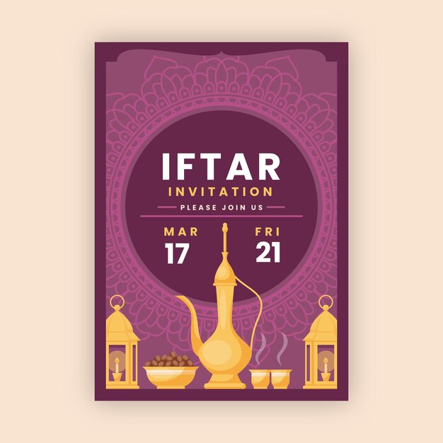 plantilla de invitación de iftar plana