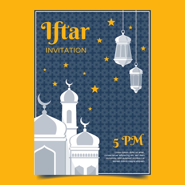 Plantilla de invitación iftar plana