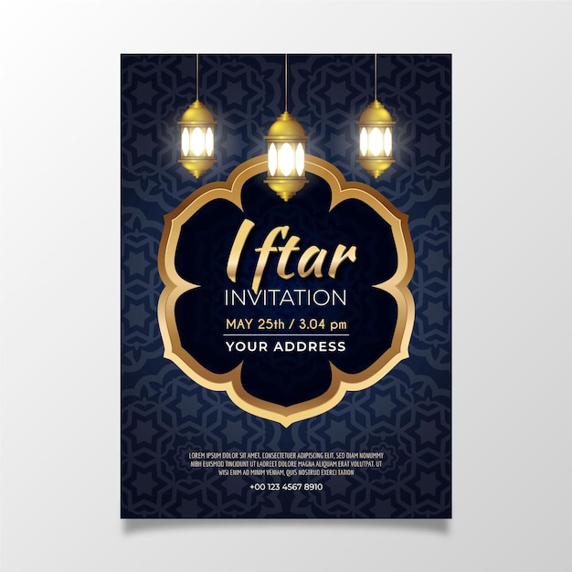 Plantilla de invitación iftar realista