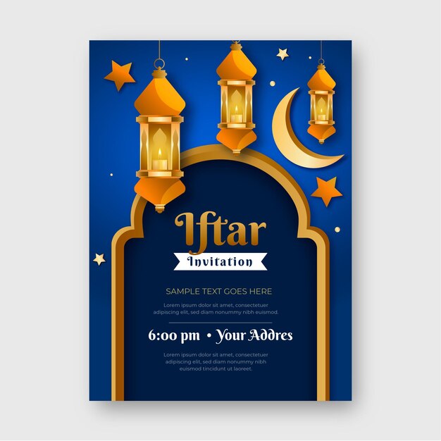 Plantilla de invitación iftar realista