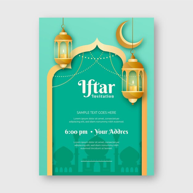 Plantilla de invitación iftar realista