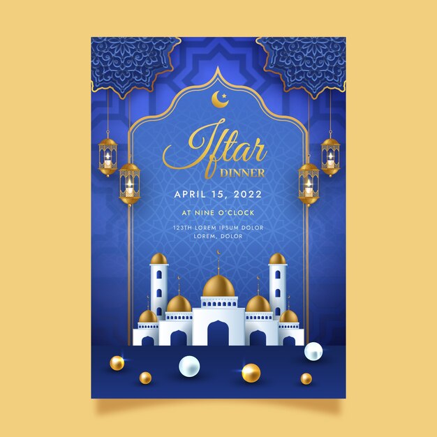 Plantilla de invitación iftar realista