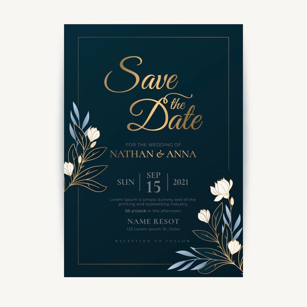 Plantilla de invitación de lujo guardar la fecha